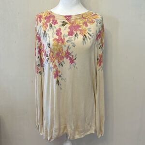 Daniel Rainn cream long sleeve floral lightweight sweater Size 2X EUC